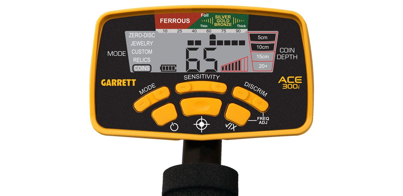 Wykrywacz metali Garrett ACE 300i wyświetlacz