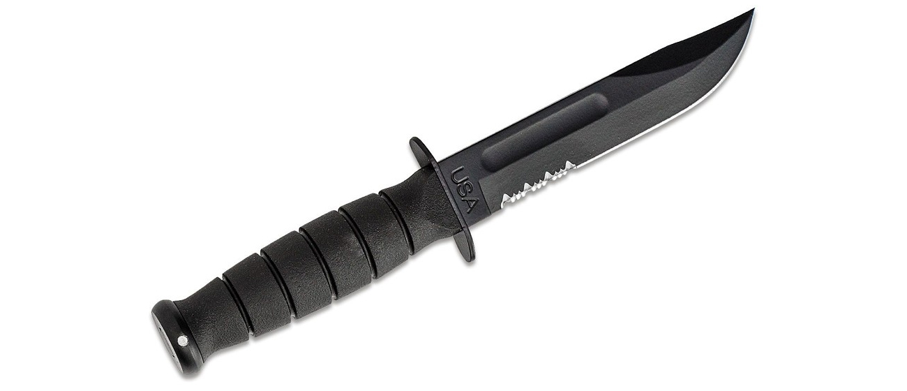 Nóż z głownią stałą Ka-Bar Short Serrated Black 1257 ostrze